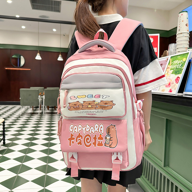 红鹮鸟卡皮巴拉女书包小学生高颜值轻便大容量初中女生减负双肩包