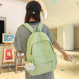 书包小众ins女生初中大学生双肩包纯色大容量日系高中百搭简约包