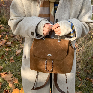 红鹮鸟小众高级感链条双肩包女2026旅行包大容量时尚百搭背包