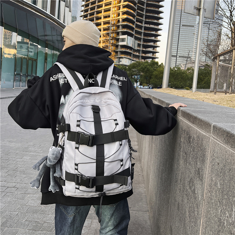 红鹮鸟男生双肩包时尚时尚滑板包户外包款学生书包潮酷高中生背包