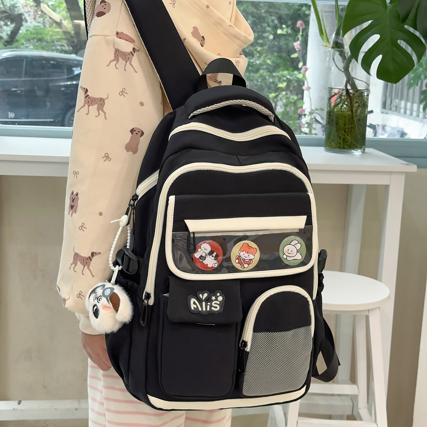 红鹮鸟初中女书包高颜值轻便质感大容量简约双肩包高中小学生减负