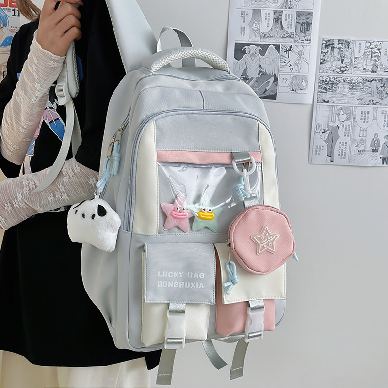 红鹮鸟高颜值书包初中女生大容量痛包小众双肩包高中生小学生背包