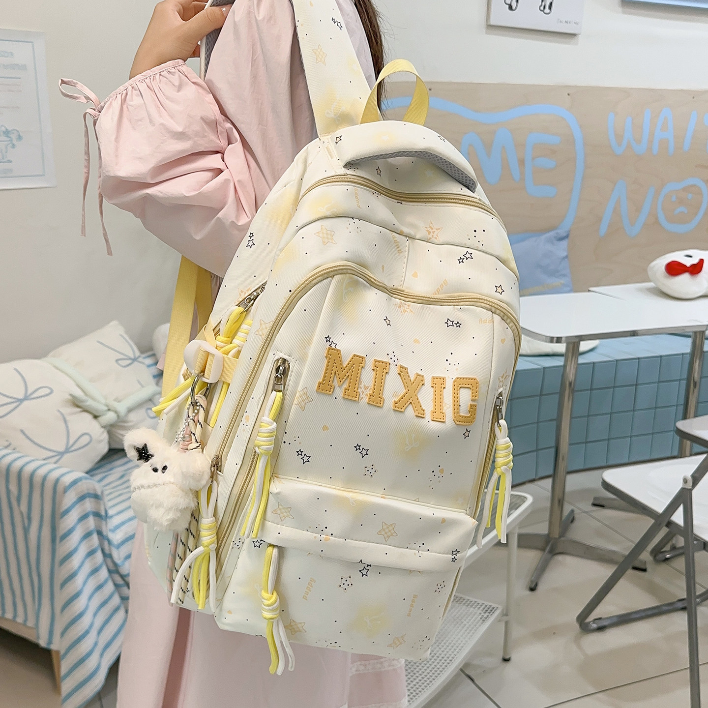 红鹮鸟扎染女学生减负双肩书包