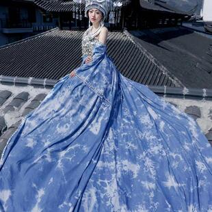 苗族服装女高端扎染礼服苗疆服饰歌手舞台演出服恩施女儿国摄影新