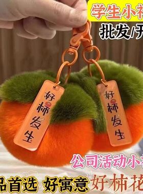 好柿发生挂件车钥匙扣毛绒钥匙链情侣礼物书包包兔毛小柿子挂饰