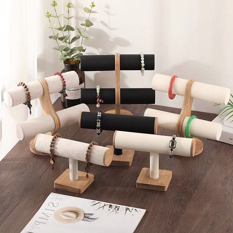 竹木单层手镯架玛瑙手串收纳架首饰品展示架手表头绳紫檀手链架子