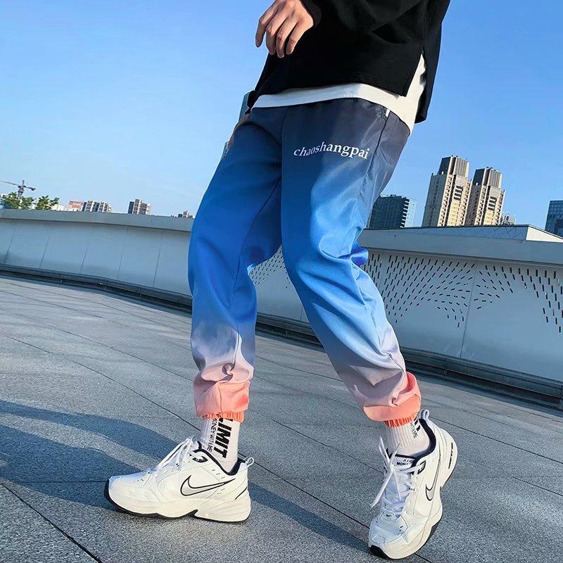 ins國潮嘻哈街舞褲漸變色學生寬松op情侶男女休閑褲在類目 男裝, 休閒褲中 - 來自Buy2taobao.com提供專業的淘寶代購服務