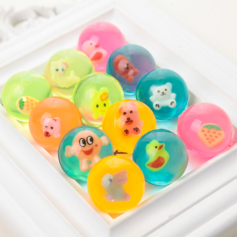 包32号彩色动物公仔弹力球儿童弹弹球扭蛋玩具球彩虹乐园浮水球