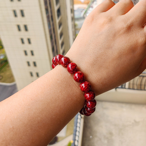 朱砂圆珠手串晶体砂紫金砂男女