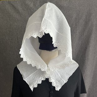 防晒脖子透气花边可拆卸假帽子领