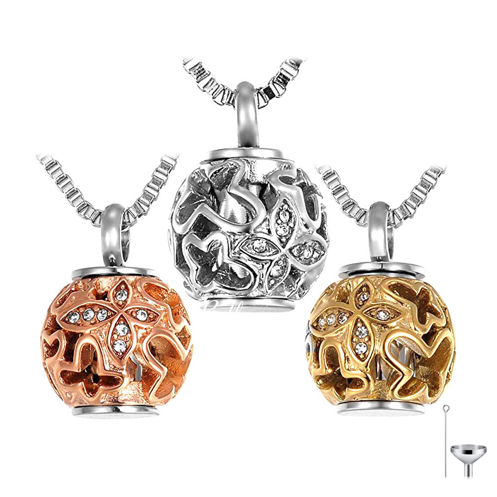 纪念亲人爱人宠物骨灰项链可打开灯笼型吊坠装毛发牙齿骨灰护身符