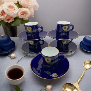 日本香兰社咖啡杯琉璃蓝经典蓝釉保存品绝版收藏,微瑕介意者慎拍