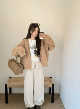 grapestone 葡萄籽-系长毛羊卷卷百搭开衫保暖毛衣（含12羊毛）15