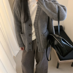 Hand made-风宽松休闲大开衫加厚外套保暖毛衣（含39.2羊毛）5822