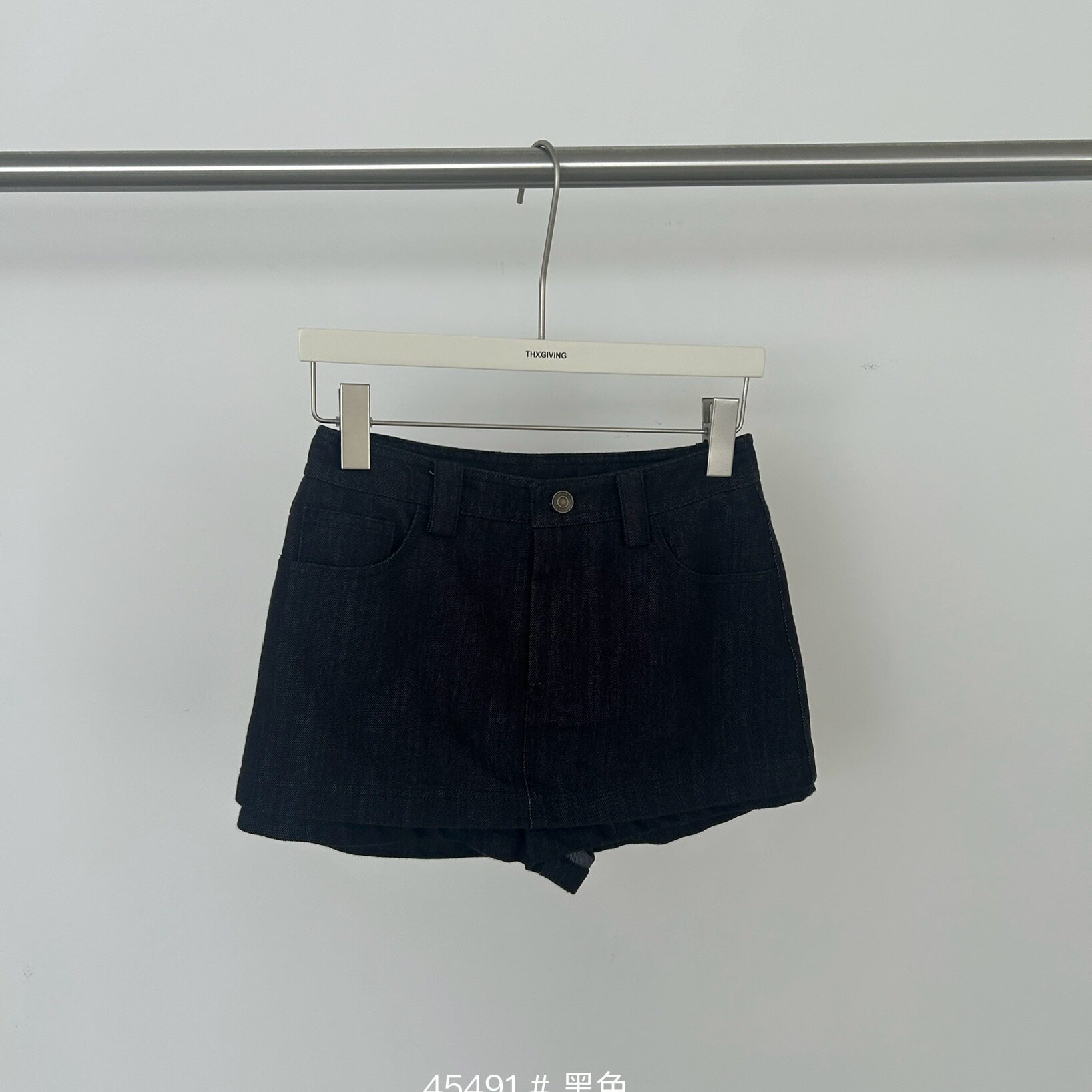 THXGIVING-韩版微A显瘦洗水牛仔短款裙裤45491