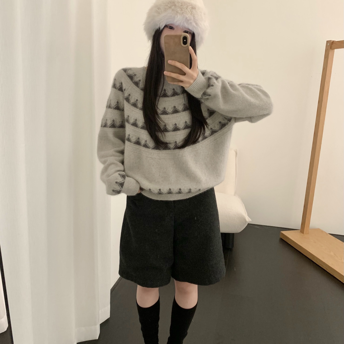 SHEEP.-韩系浣熊绒费尔岛保暖毛衣（含26.6绵羊毛）6086032