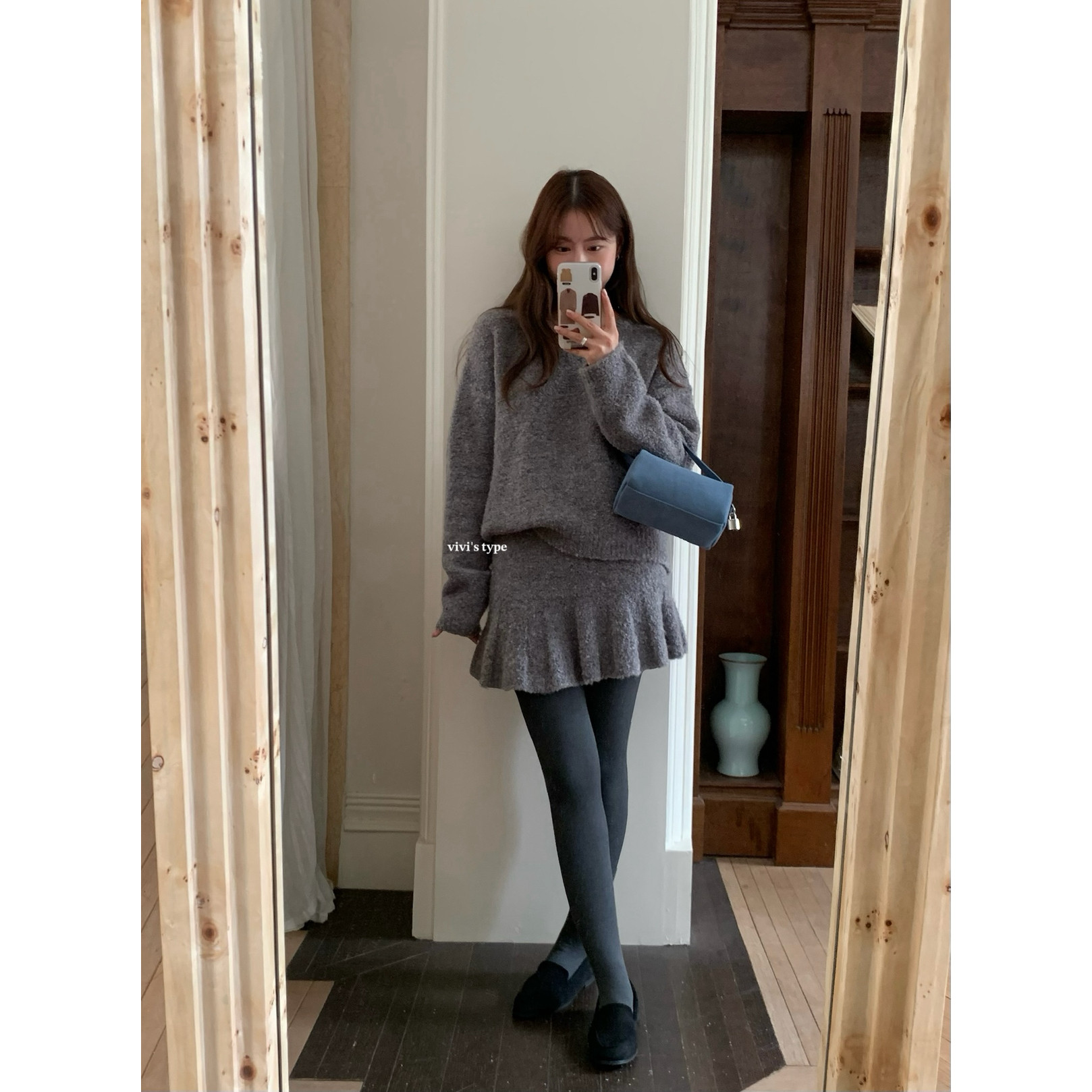 VIVIS TYPE-冬上新新款气质优雅两件套毛衣+半身裙套装3256#