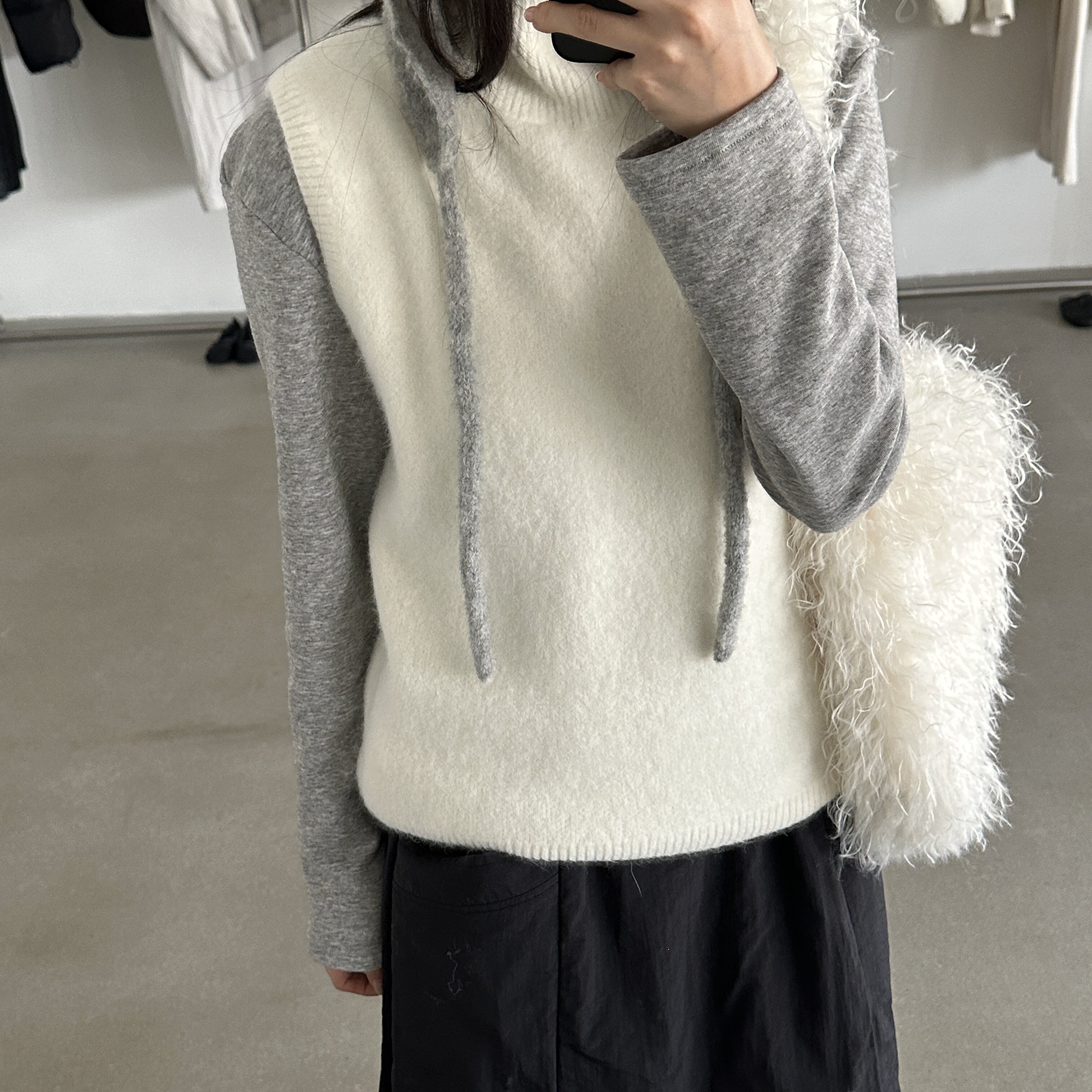WEARELAB-EAB2025冬上新半高领百搭叠穿针织马甲（含6.4兔毛）A27