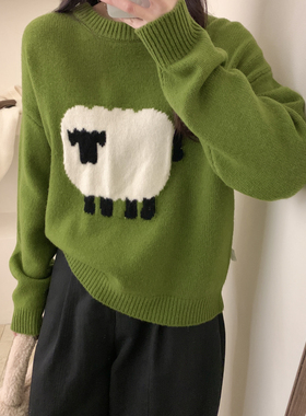 Houli·厚厘-韩系卡通小绵羊提花保暖毛衣（含100绵羊毛）SJ383