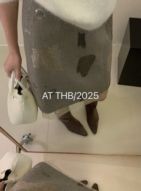 ATTHB-接纱纱毛呢半身裙女新款百搭气质千金风中裙半身裙T166-083