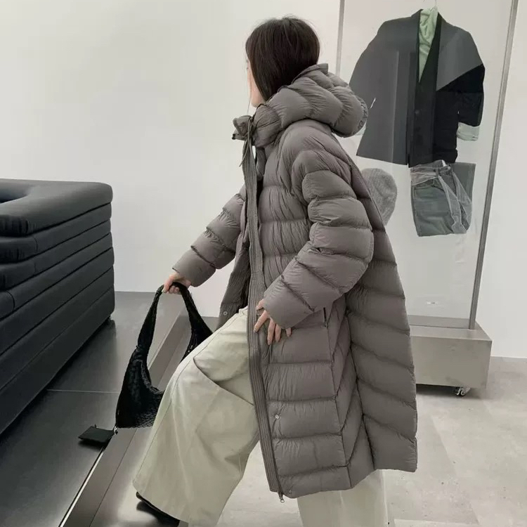 1988-立体裁线气质款保暖羽绒服外套(配可拆卸帽子)LY25长款飘带