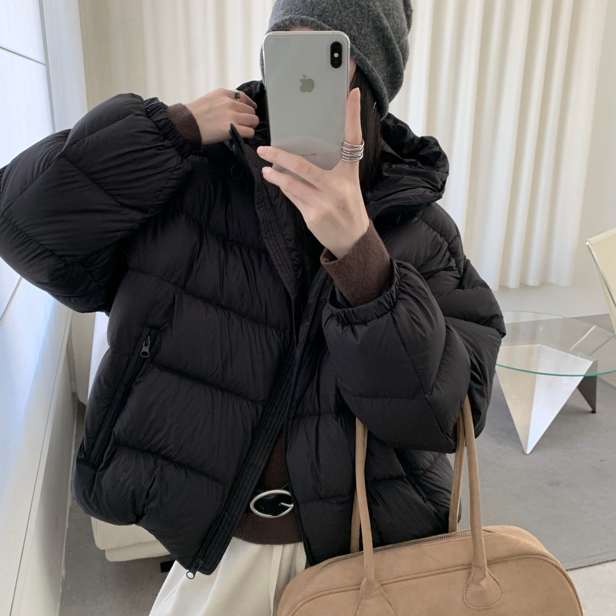 Timi缇米-冬上新超软糯新款泡芙短款抽绳连帽保暖羽绒服外套62088