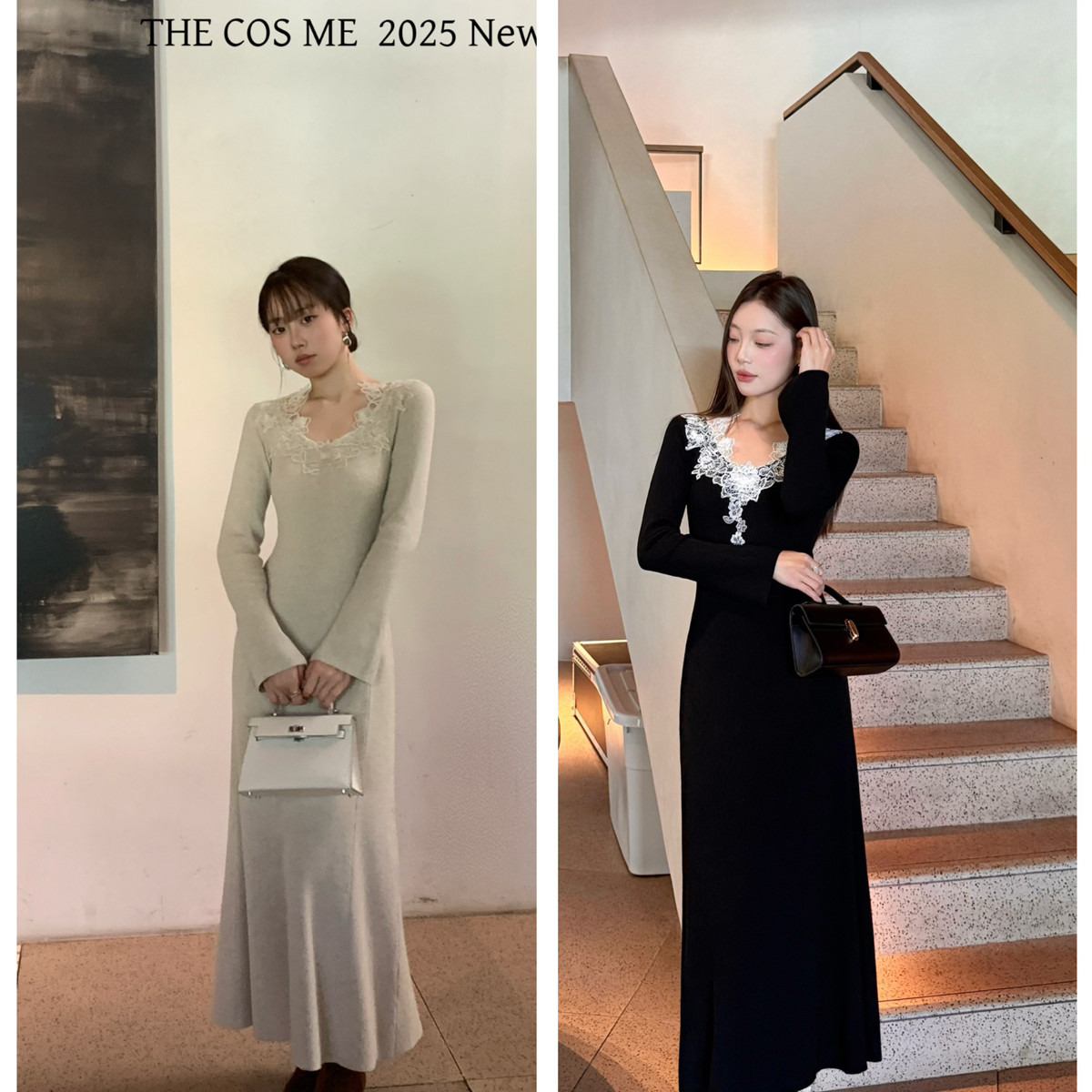 YOOMINI-身喇叭袖垂坠感优雅气质长裙连衣裙（含6羊毛）T30197-DS