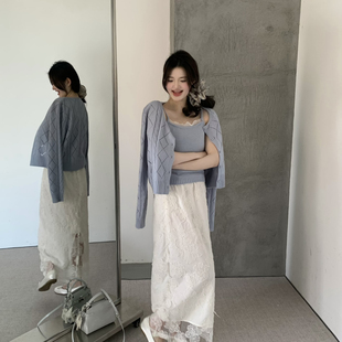 grapestone 葡萄籽-26年早春韩系小女味纱系钩花半身裙26007