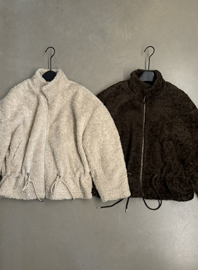 THE DC-法式复古毛绒立领收腰抽绳保暖羽绒服外套25659