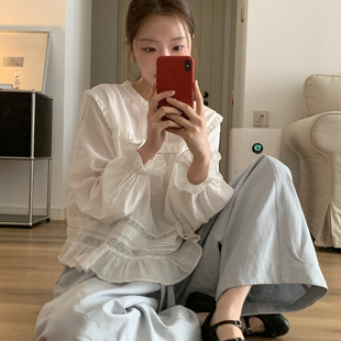 米鹿-上新雾岛柔棉蕾丝衫超美超美点击率高超绝仙气小衫Q61138