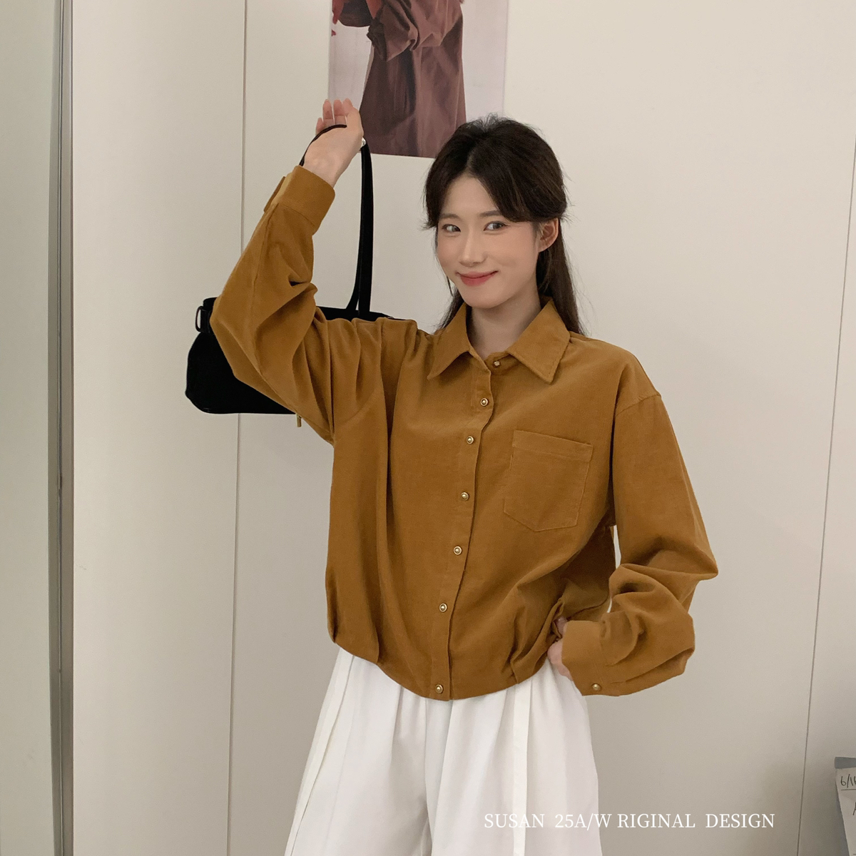 SUSAN-高智极简翻领口袋设计单穿叠穿都超美衬衫780s