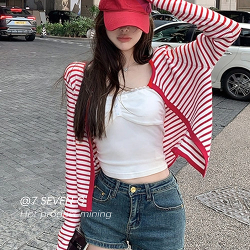 7 SEVEN G-纹女春夏复古圆领百搭休闲外套上衣针织开衫DM1M20250