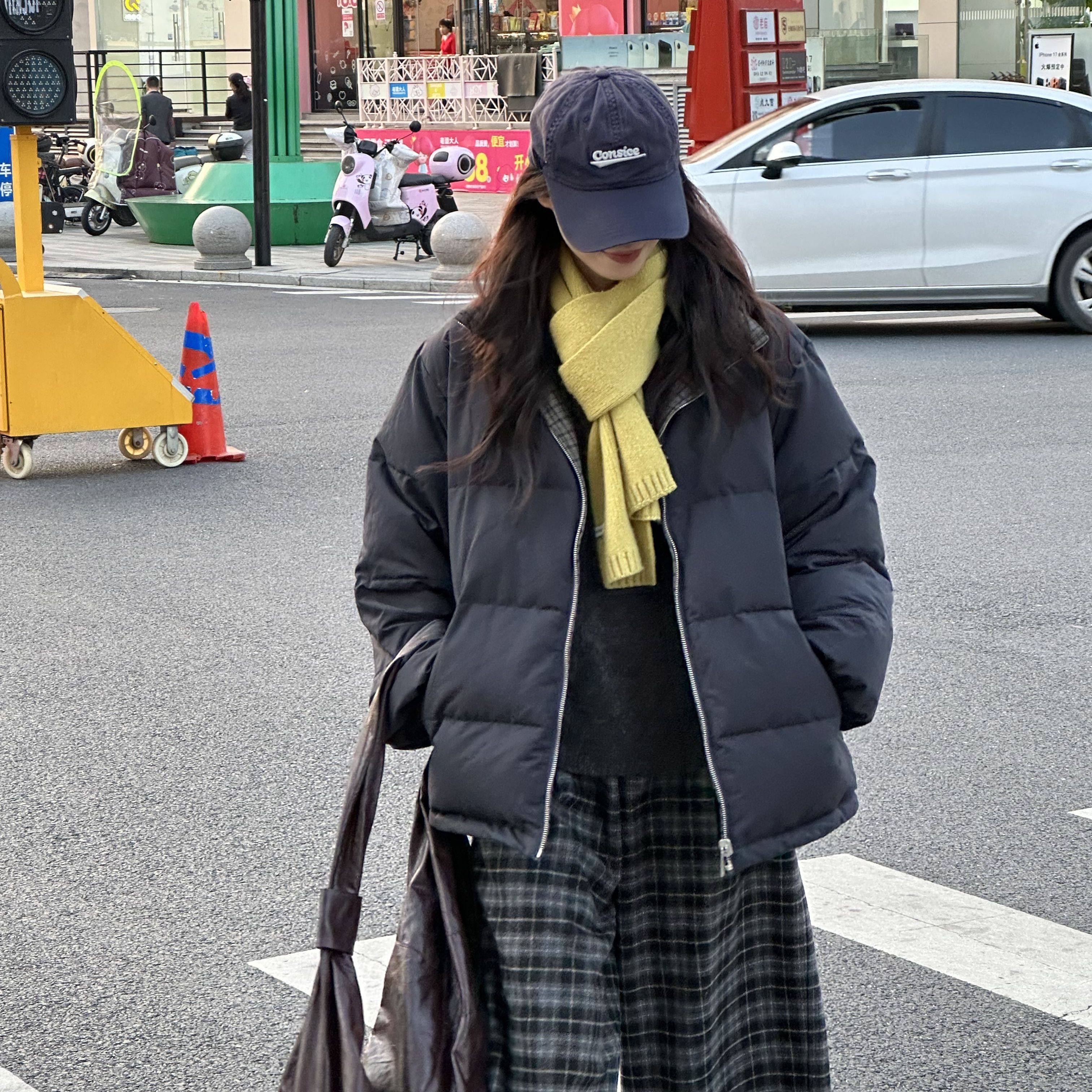 芭尼家-暖外套时尚两面穿格子保暖羽绒服外套(不含搭配)E09292-2