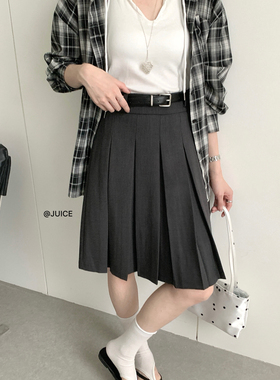 JUICE-26年早春爆款miu系学院百褶半身裙(配腰带)YN0222