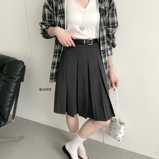 JUICE-26年早春爆款miu系学院百褶半身裙(配腰带)YN0222