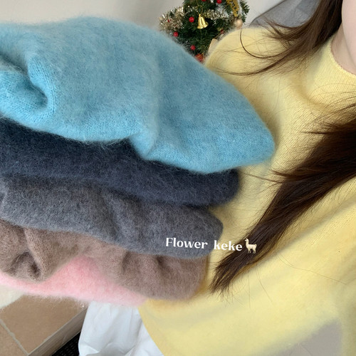 Flower keke-毛呼呼全羊毛拉毛套头毛衣(含100羊毛)PJxyy8689499