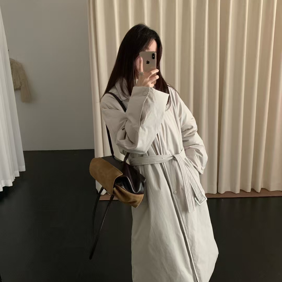 Letter To Myself-上新韩系长款极简保暖羽绒服外套(配腰带)8705