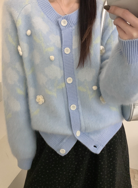 Houli·厚厘-绒山茶花钩花拉毛加厚保暖毛衣（含89.9绵羊毛）BYY9