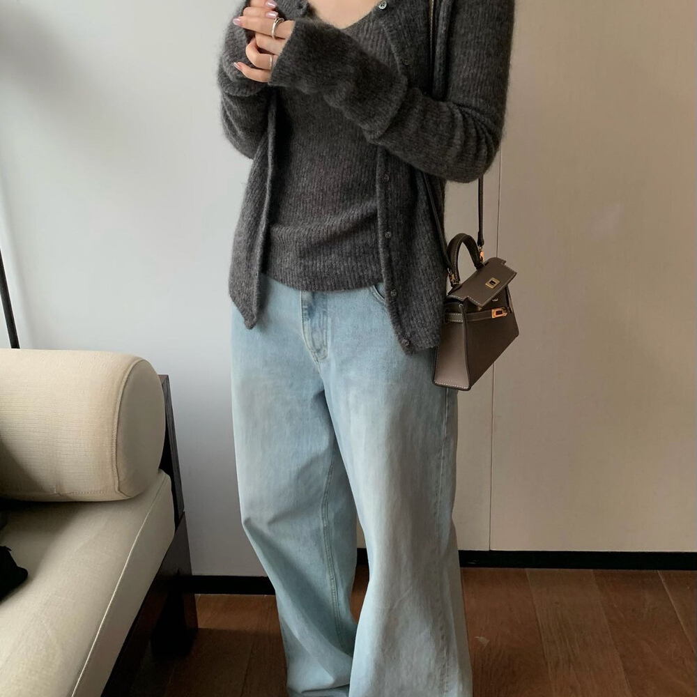 BLUEPOPS-叠穿背心+针织开衫套装（含20马海毛）(47羊毛)YS1-A557