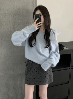 grapestone 葡萄籽-单款小蝴蝶结显瘦百搭半身裙（含70羊毛）H262