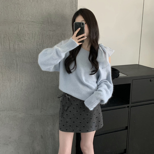 grapestone 葡萄籽-单款小蝴蝶结显瘦百搭半身裙（含70羊毛）H262