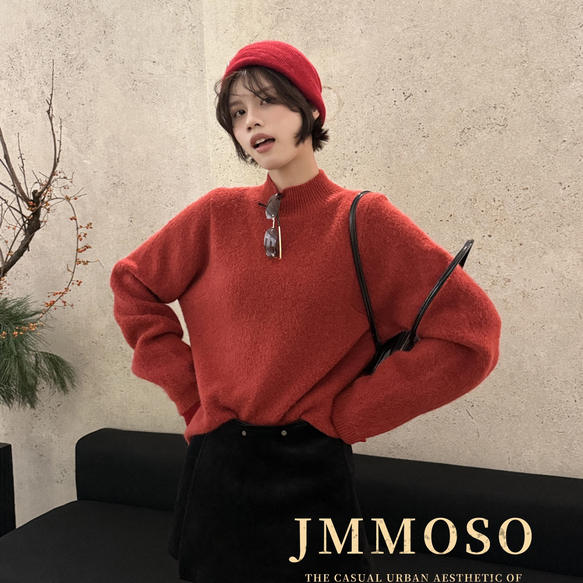 ZY GODDESS-兔毛羊毛衫半高领宽松保暖毛衣（含18兔毛）YS1-Jc986