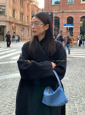 ARAN PLAMM-大门代购松弛感头层牛皮麂皮绒面单肩包(配肩带)27-JF