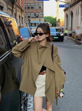 买手严选-杭州站-简约翻领宽松中长款风衣(配腰带)T91151