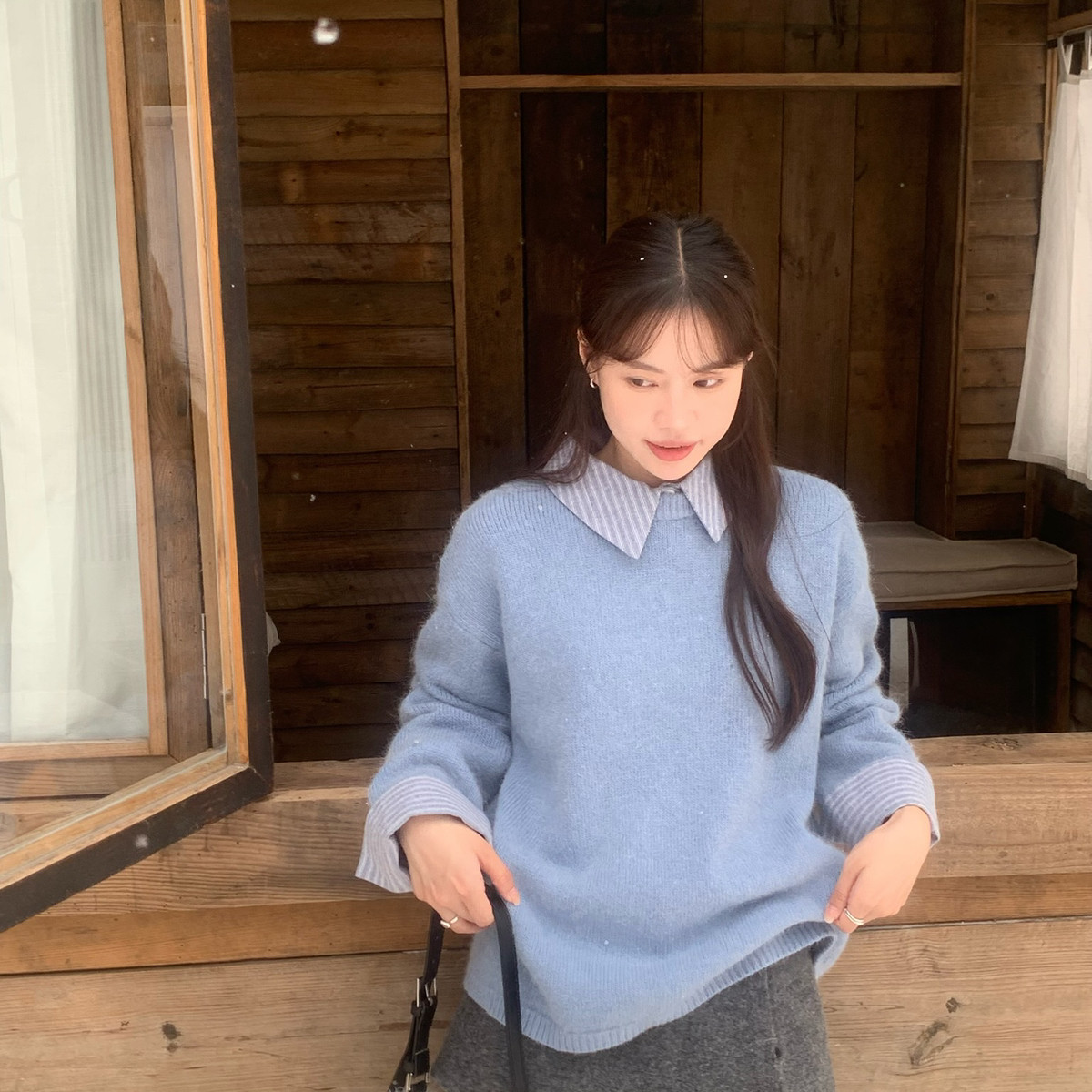 VIVIS TYPE-撞色假两件高比例保暖毛衣(配可拆卸领)YS1-8737