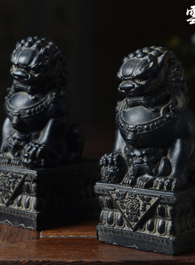 招财中国风茶室狮子摆件