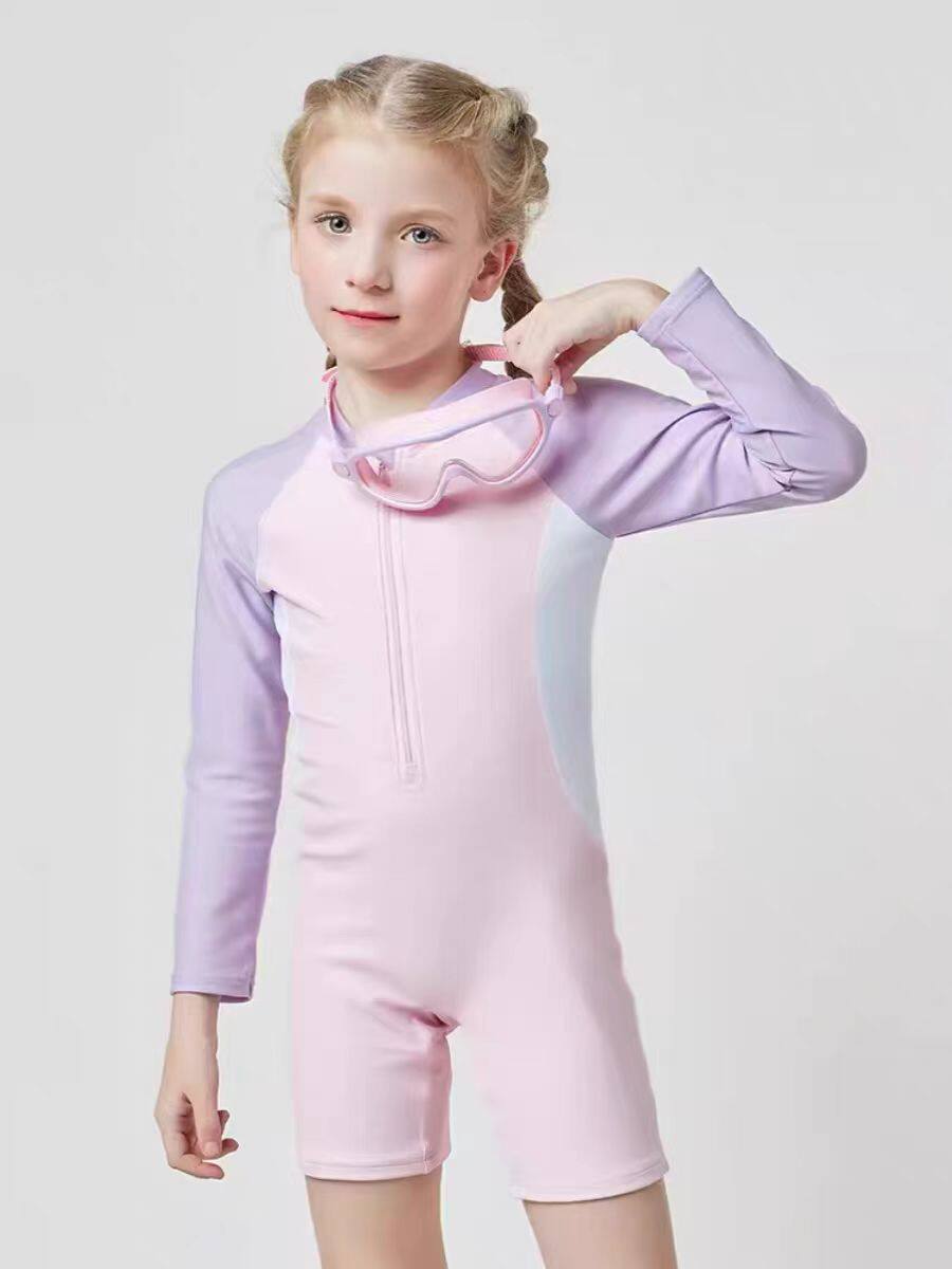 AMLLIVE儿童泳衣女孩连体中小童婴儿防晒速干游泳衣女童2024新款