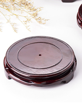 客厅装饰可旋转仿实木圆形底座花盆鱼缸花瓶工艺品摆件