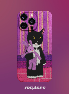 黑猫和兔子 iphone16promax手机壳小众菲林壳防摔苹果17全包软壳安卓