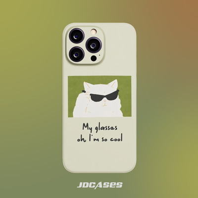 戴墨镜的猫猫 iphone16promax手机壳小众菲林壳防摔苹果17全包软壳安卓